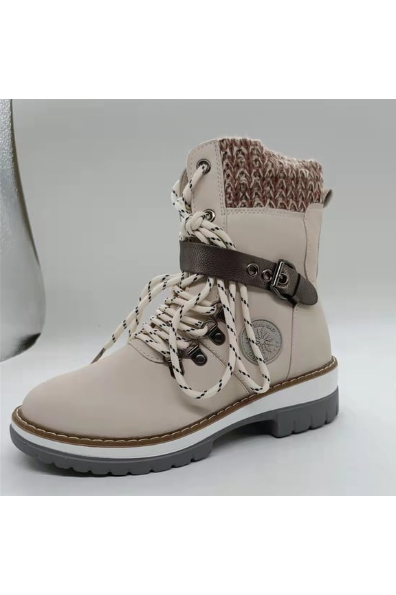 Fall Mid-low-tube Women's Boots Autumn And Winter Europe And America Wool Stitching Boots Wool Boots