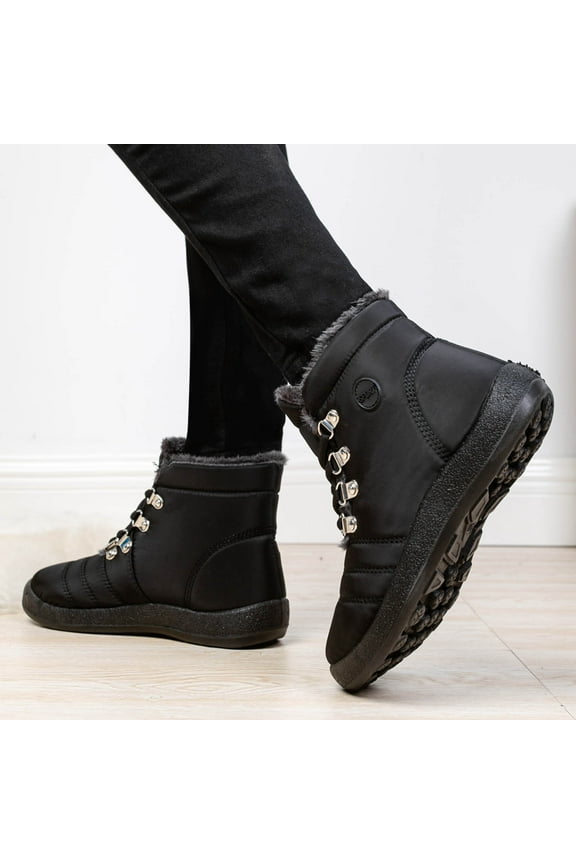 Fall New Winter Hiking Shoes Warm Women's Snow Boots Lace Up Waterproof Casual Women's Shoes