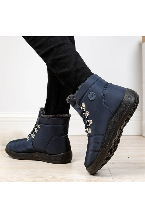 Fall Clearance New Winter Hiking Shoes Warm Women's Snow Boots Lace Up Waterproof Casual Women's Shoes
