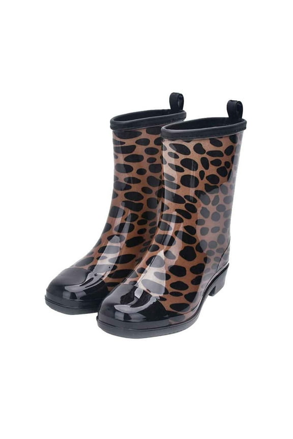 Fall Clearance Punk Style Mid Boots Women's Non-Slip Rain Boots Outdoor Rubber Water Shoes