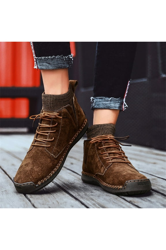 Fall Clearance Retro Combat Boots Men's Casual Shoes Breathable Socks Locomotive Tooling Shoe
