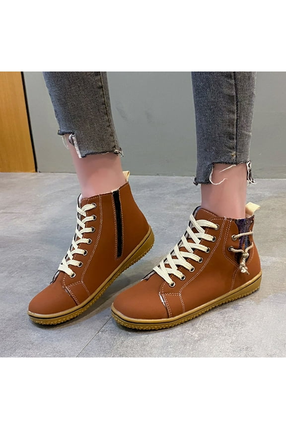 Fall Clearance Snow Boots Women's Flat-heeled Boots Winter Plus Cotton Short Boots Ladies Cotton Shoes Plus Size
