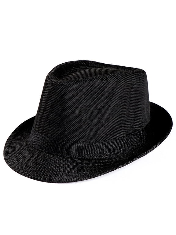 Fall Unisex Trilby Gangster Cap Beach Sun Straw Hat Band Sunhat