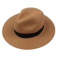 thumbnail image 1 of Tejiojio Fall Unisex Wide Straw-Hat Straw Sunshade Panama Roll Up Fedora Beach Sun Hat, 1 of 4