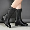thumbnail image 1 of Tejiojio Fall Clearance Women Ankle Boots High Heel Casual Female Fashion Platform Wedge Heel Side Zip Mid-Calf Black Shoes, 1 of 7