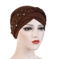 thumbnail image 1 of Tejiojio Fall Clearance Women Beading India Hat Muslim Ruffle Cancer Chemo Beanie Turban Wrap Cap, 1 of 2