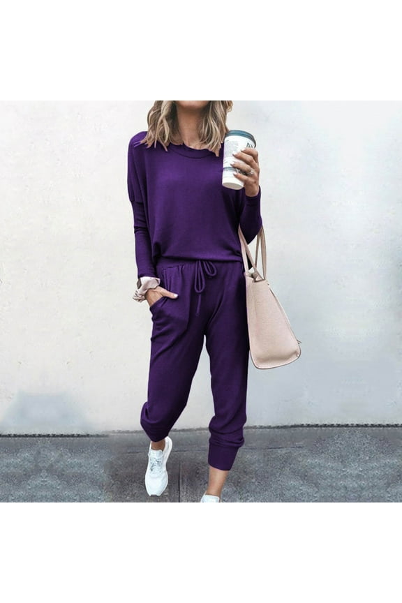 Fall Clearance Women Fashion Zipper Solid Color Sweat Shirt Top And Pant Tracksuit Sport Suit