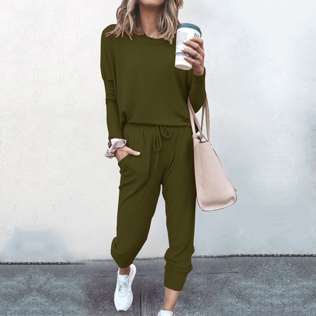 Women's Zip-Up Tracksuit with Solid Color Design Kuwait Ubuy