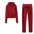 thumbnail image 1 of Tejiojio Fall Clearance Women Fashion Zipper Solid Color Sweat Shirt Top And Pant Tracksuit Sport Suit, 1 of 3