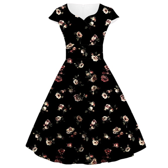 Tejiojio Fall Women Plus Size Party Dress Flower Lace Insert Mock Button Bowknot Vintage Dress