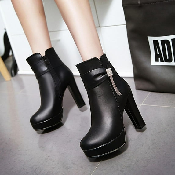 Tejiojio Fall Clearance Women Retro Flat Bottom Shoes Casual Boots Plus Size Slip On Double Zipper Shoes