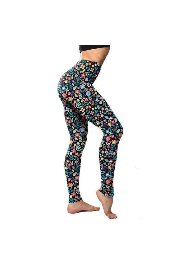 Fall Clearance Women's Classic Retro Color Floral Graffiti Print Leggings