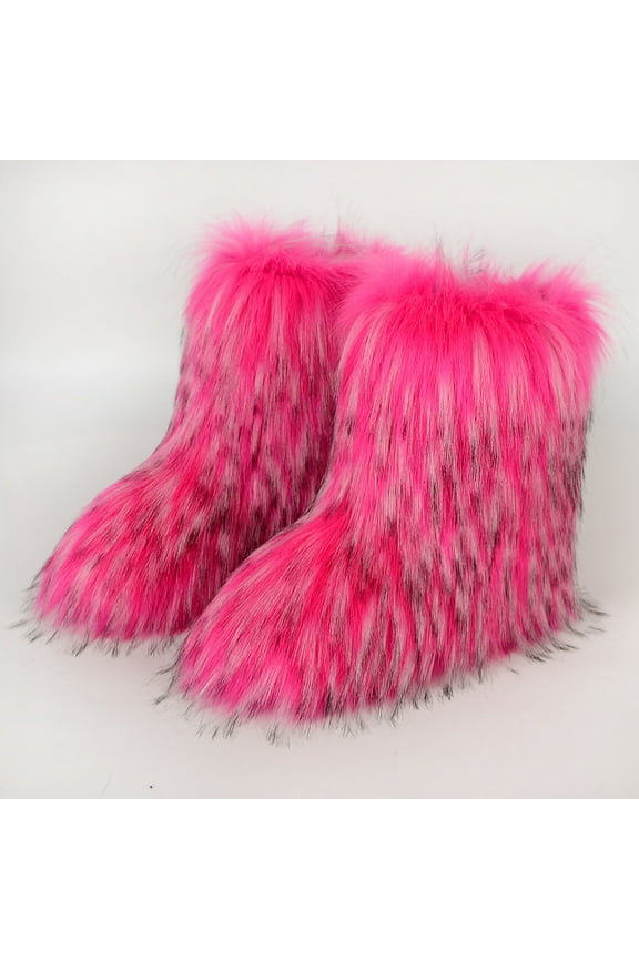 Fall Women's Fashion Color Imitation Animal Boots Plus Cashmere Boots Snow Boots