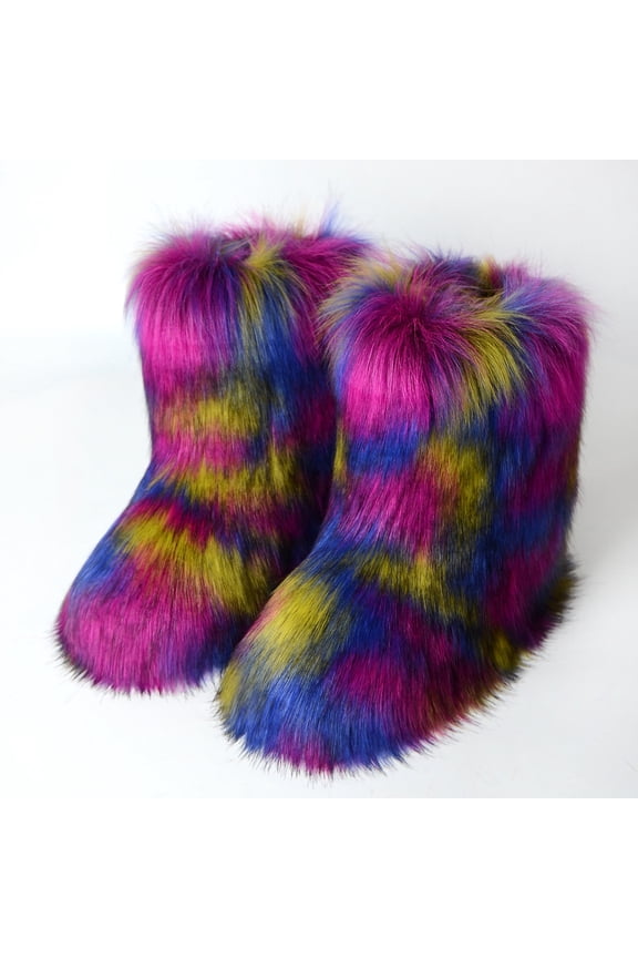 Fall Women's Fashion Color Imitation Animal Boots Plus Cashmere Boots Snow Boots