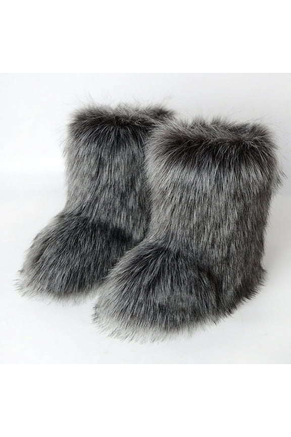 Fall Clearance Women's Fashion Color Imitation Animal Boots Plus Cashmere Boots Snow Boots