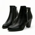 thumbnail image 1 of Tejiojio Fall Clearance Women's Shoes Popularity Fashion Solid Color British Style Thick Heel Low Barrel Zipper Boots, 1 of 1