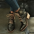thumbnail image 1 of Tejiojio Fall Clearance Women's Square Heel Mid Heel Lace Up Serpentine Low Tube Boots Shoes, 1 of 7