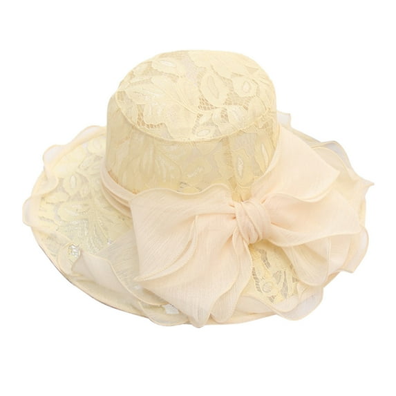 Tejiojio Fall Womens Ladies Church Wide Brim Tea Party Wedding Hat Fancy Derby Fascinator Cap