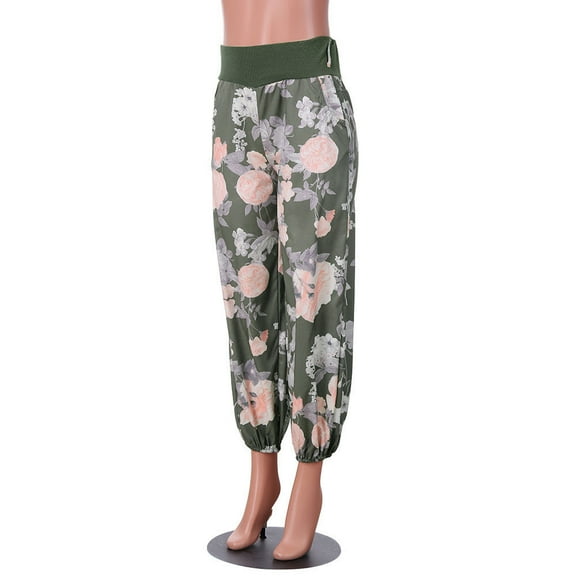 Tejiojio Fall Womens Ladies Floral Trousers Long Pants Baggy Leggings Plus Size