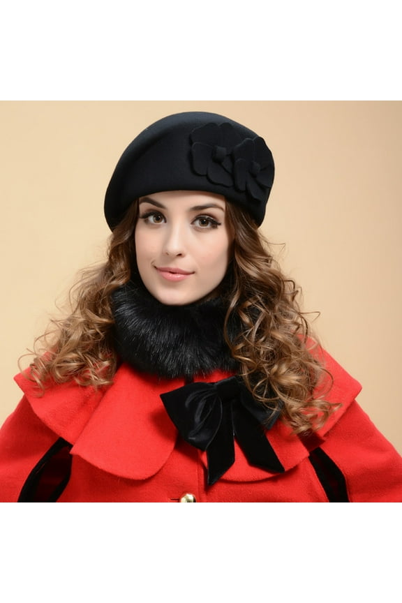 Fall Clearance Wool Elegant Women Beret Beanie Warm Pillbox Hat Tam Cap