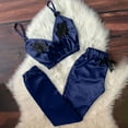 thumbnail image 1 of Tejiojio Fall Holiday Gift Finder Clearance Women V-Neck Eyelash Lace Stain Camisole Pajamas Bowknot Pants Set, 1 of 7