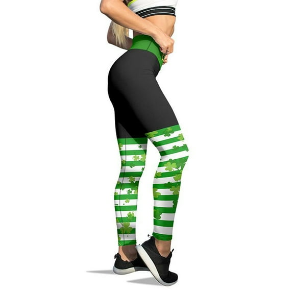 Tejiojio Fall Women High Waisted Leggings Women Tights St. Patrick's Day Print Tights Workout Yoga Pants