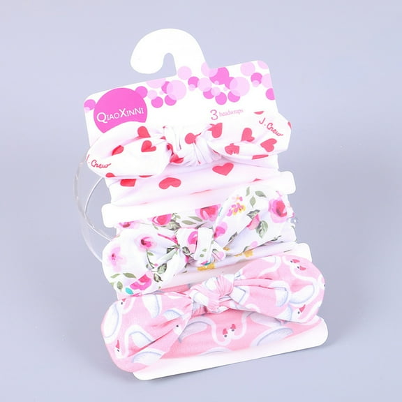 Tejiojio Girls and Toddlers'Soft Cotton 3PC Newborn Toddler Baby Girls Boys Print Bow Headband Headwear Accessories