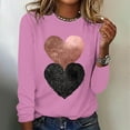thumbnail image 1 of Tejiojio Heart Shaped Tops for Women Women's Valentine's Day Fashion Print Loose Comfortable Crew-neck Long Sleeve Tops, 1 of 5