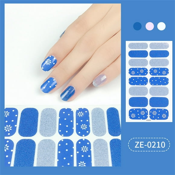 Tejiojio HoliDay Home Trends 16 Strips Semi-Cured Gel Nail Stickers Set for UVlamp Designer 3 Dimensions Nail Polish Fashion Gel Nail Art Stickers
