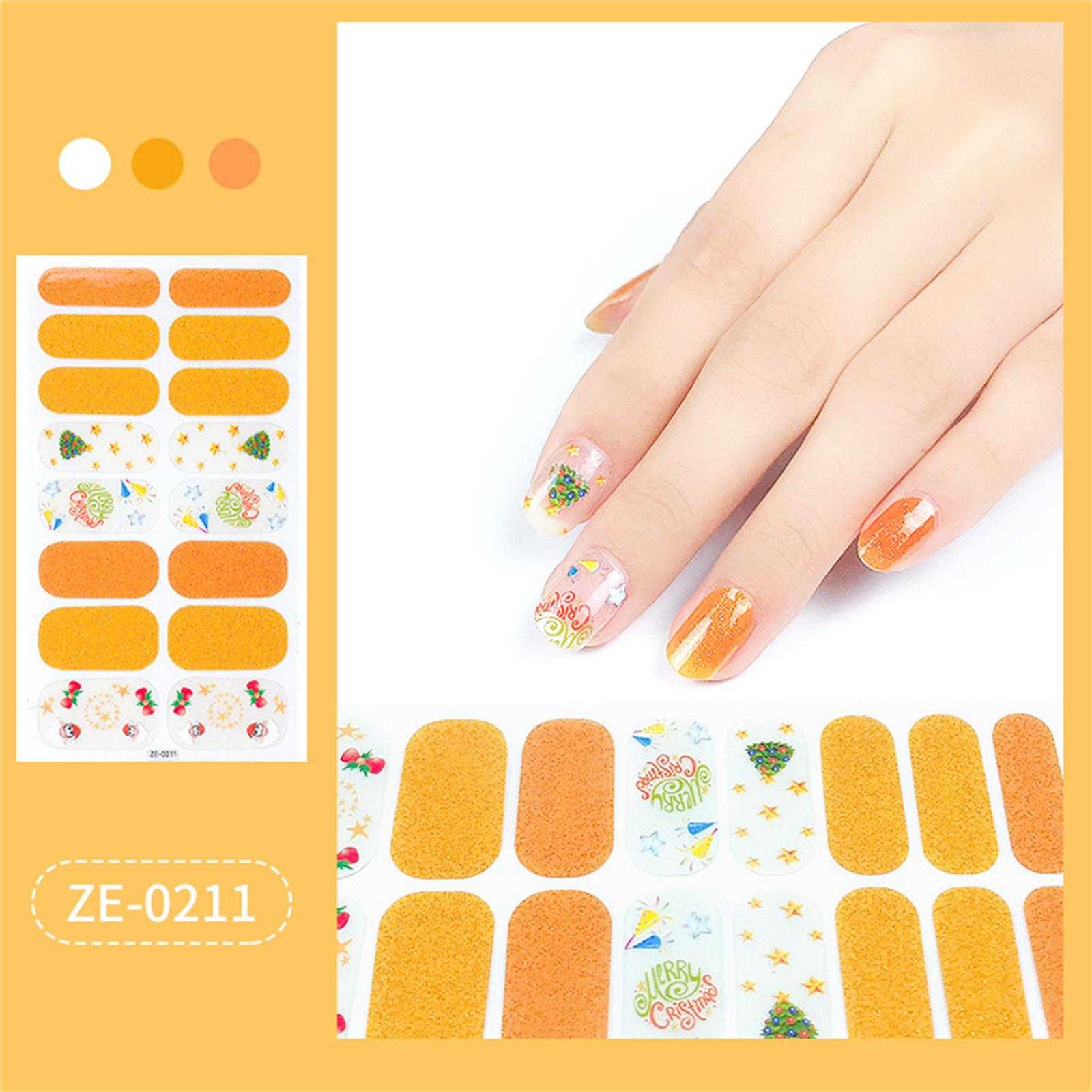 Tejiojio HoliDay Home Trends 16 Strips Semi-Cured Gel Nail Stickers Set for UVlamp Designer 3 Dimensions Nail Polish Fashion Gel Nail Art Stickers - image 1 of 2