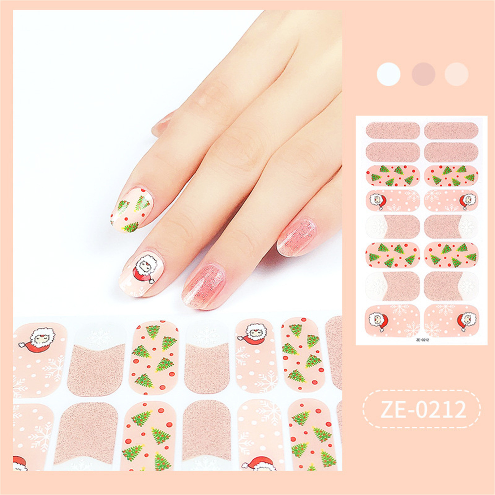 Tejiojio HoliDay Home Trends 16 Strips Semi-Cured Gel Nail Stickers Set for UVlamp Designer 3 Dimensions Nail Polish Fashion Gel Nail Art Stickers - image 1 of 2