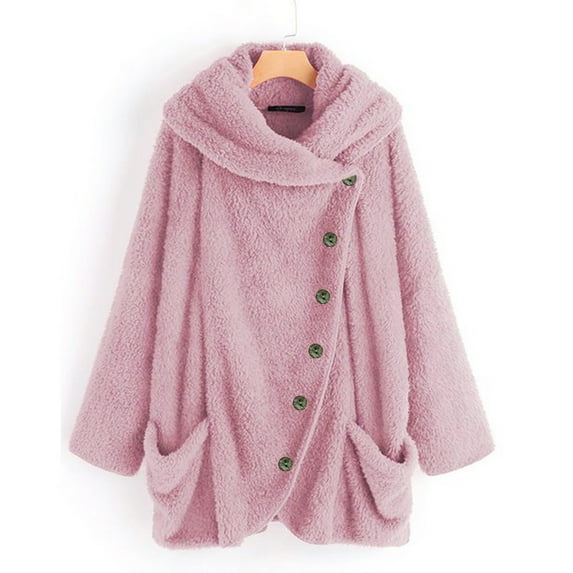 Tejiojio Jackets Clearance Women Casual Solid Turtleneck Big Pockets Cloak Coats Vintage Oversize Coats