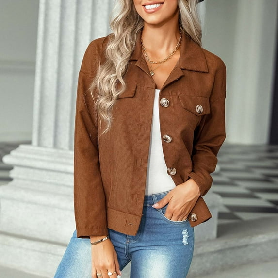 Tejiojio Jackets Clearance Women Spring And Autumn Coats Warm Solid Long Sleeve Outerwear