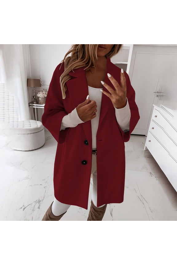 Jackets Clearance Women's Funny Fashion V-Neck Solid Color Long Sleeve Hoodless Casual Outwear