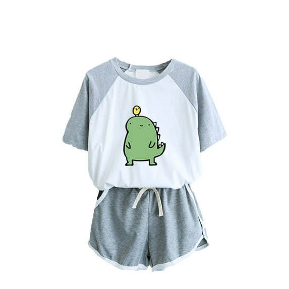 Tejiojio Juneteen Shorts Clearance Baggy Women Two Piece Drop Sleeves Set Short Sleeve O-Neck Paneled T Shirt Shorts