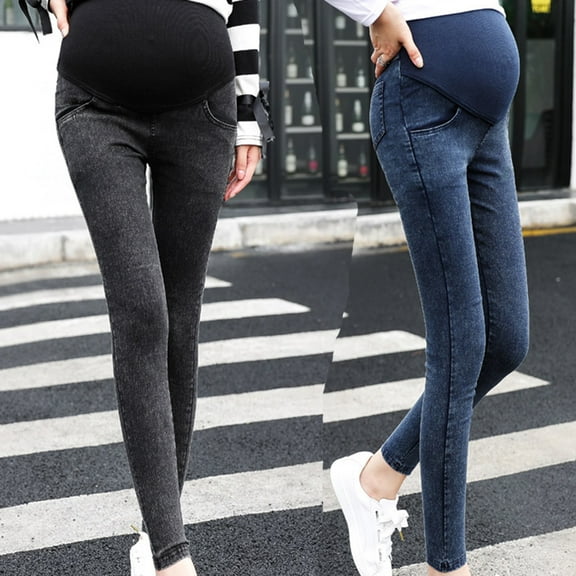 Tejiojio Maternity/Labor/Nursing Clothing Maternity Pregnancy Skinny Trousers Jeans Over The Pants Elastic