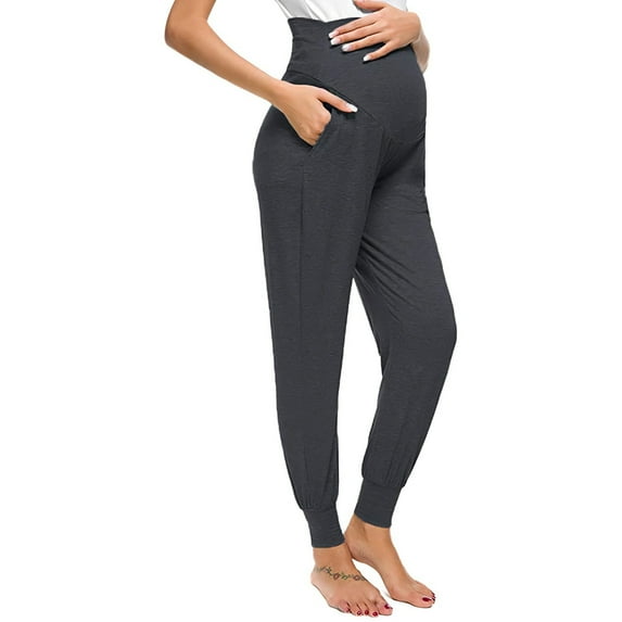 Tejiojio Maternity/Labor/Nursing Clothing Clearance Maternity Women's Solid Color Casual Pants Stretchy Comfortable Lounge Pants