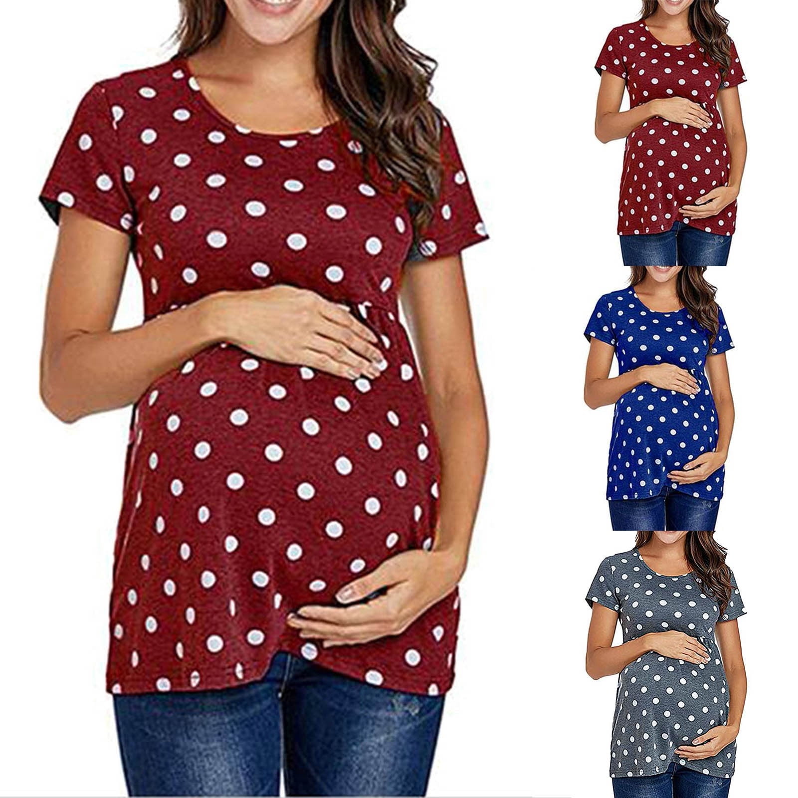 Tejiojio Maternity/Labor/Nursing Clothing Clearance Maternity Womens Nursing Dot Printing Round