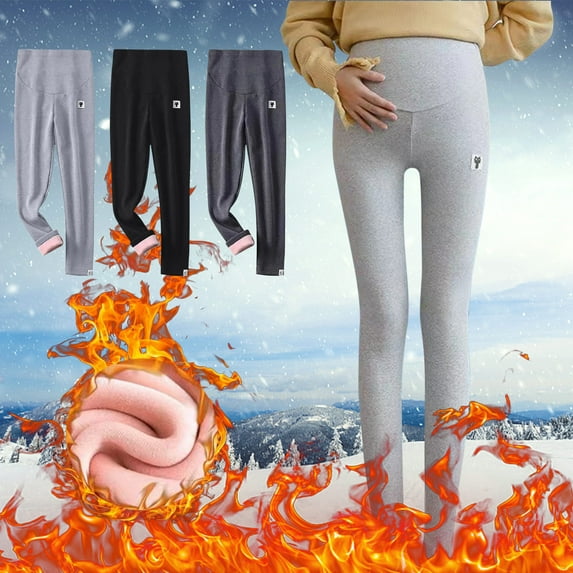 Tejiojio Maternity/Labor/Nursing Clothing Clearance Pregnant Womans Winter Leggings Plush Thickened Underlay Pants Over The Belly High Waist Pregnancy Pants