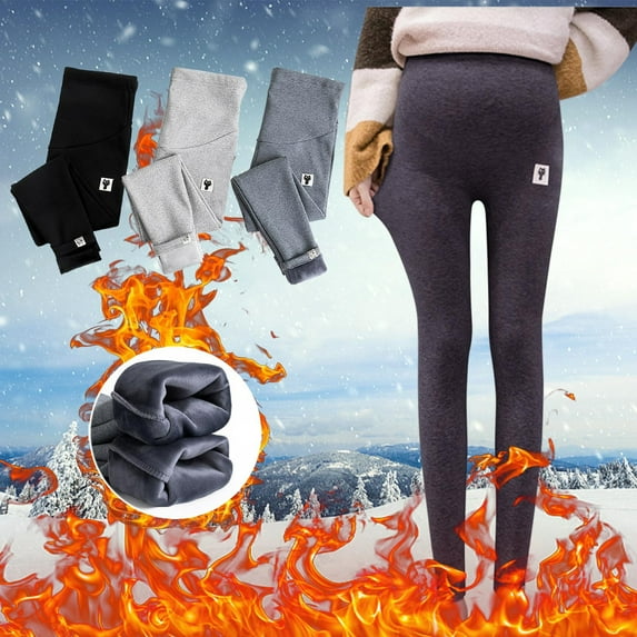 Tejiojio Maternity/Labor/Nursing Clothing Pregnant Womans Winter Leggings Plush Thickened Underlay Pants Over The Belly High Waist Pregnancy Pants