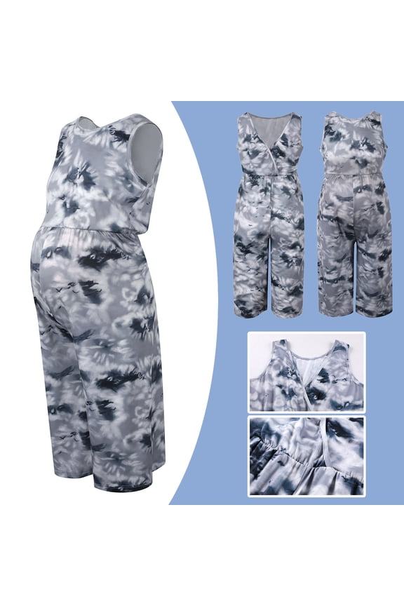 Maternity/Labor/Nursing Clothing Pregnant Women Clothes Sleeveless Maternity Tie-dye Casual Jumpsuit Pants