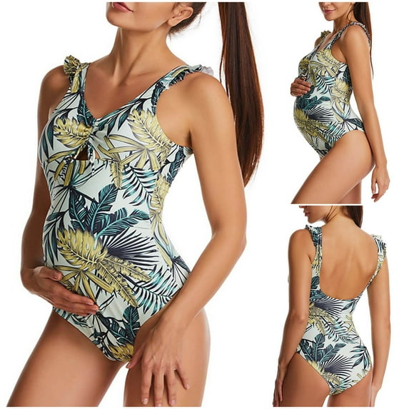 Tejiojio Maternity/Labor/Nursing Clothing Pregnant Women One-Piece Swimsuit Summer Maternity Printing Swimwear Bikini Suit