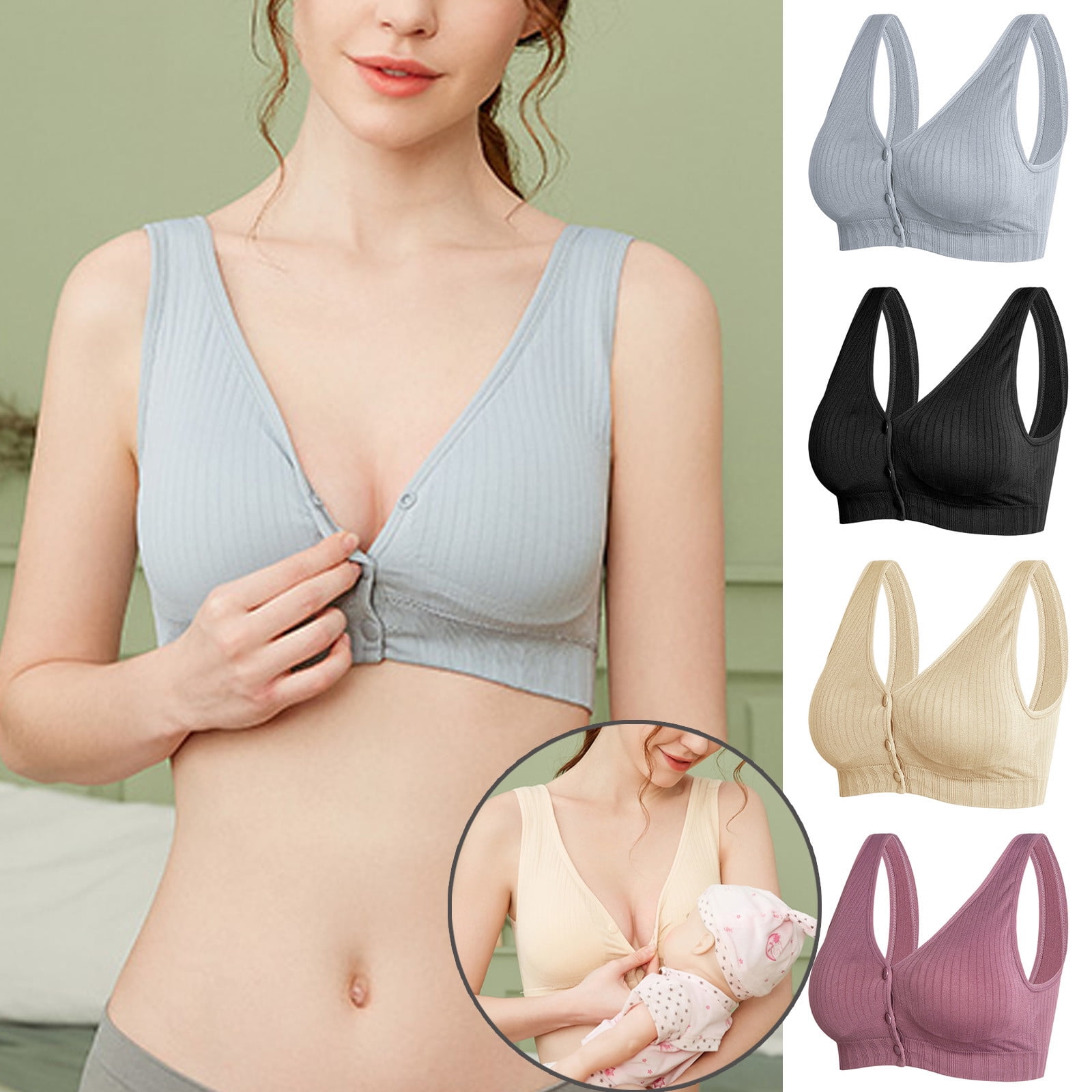 BABYGO® Nursing Bra Seamless Super Soft Tencel™ Fabric | Wireless  Breastfeeding Pregnancy Maternity Bras Postpartum & Postnatal