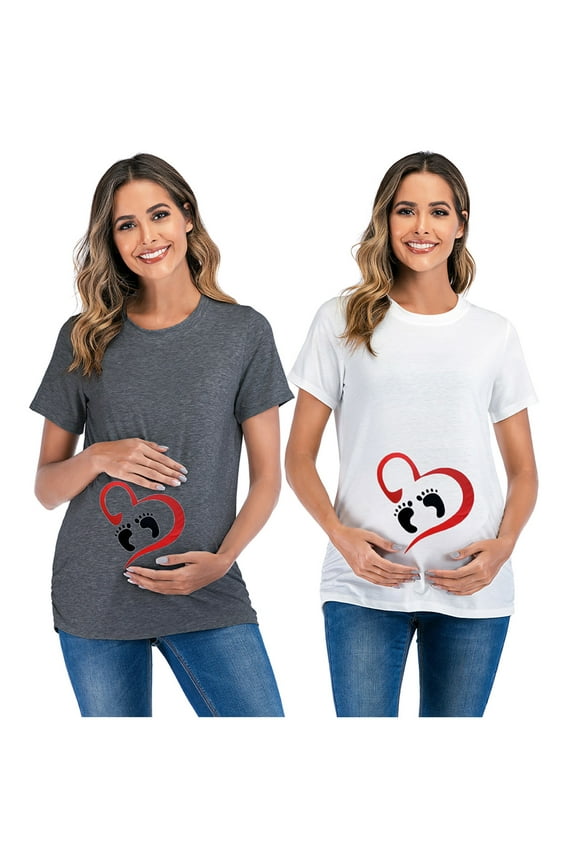 Maternity/Labor/Nursing Clothing Women Maternity Short Sleeve O-neck Letter Print T-shirt Tops Pregnancy Blouse