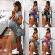 Tejiojio Maternity/Labor/Nursing Clothing Clearance Women Maternity Summer Short Sleeve Casual Sundress Pregnancy Dress Clothes