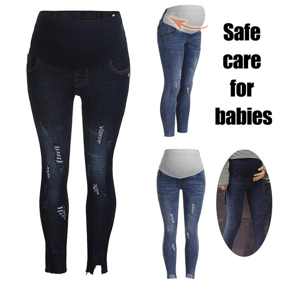 Tejiojio Maternity/Labor/Nursing Clothing Women Solid Color High Waist Jeans Flares Ankle Fashion Pants Trouser
