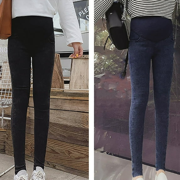 Tejiojio Maternity/Labor/Nursing Clothing Clearance Women Solid Color High Waist Jeans Flares Ankle Fashion Pants Trouser