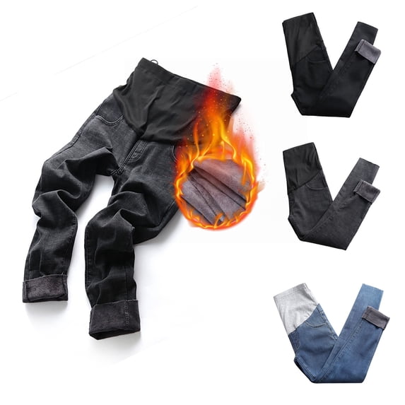 Tejiojio Maternity/Labor/Nursing Clothing Clearance Women Solid Color Hole High Jeans Flares Ankle Fashion Pants Trouser