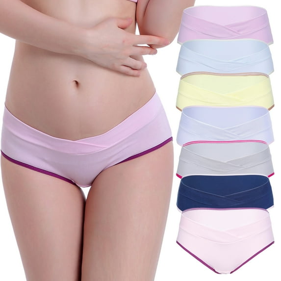 Tejiojio Maternity/Labor/Nursing Clothing Clearance Women's Low Waist Seamless V-Shaped Solid Color Briefs Maternity Panties