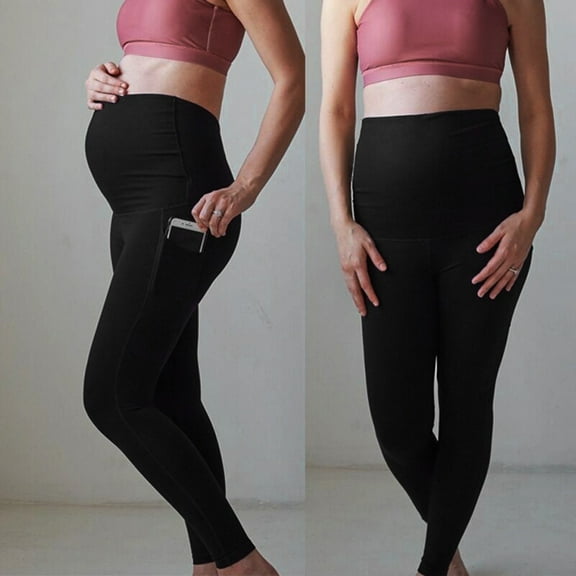 Tejiojio Maternity/Labor/Nursing Clothing Women's Maternity Leggings Seamless Yoga Pants Stretch Pregnancy Trousers